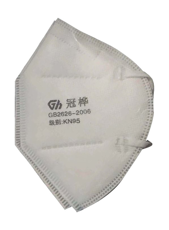 KN95 Polypropylene Disposable Face Mask, White, 1-Piece