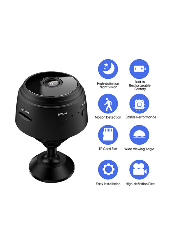 1080P High Definition Night Vision Wire-less Remote Motion Detection Video Camera, Black