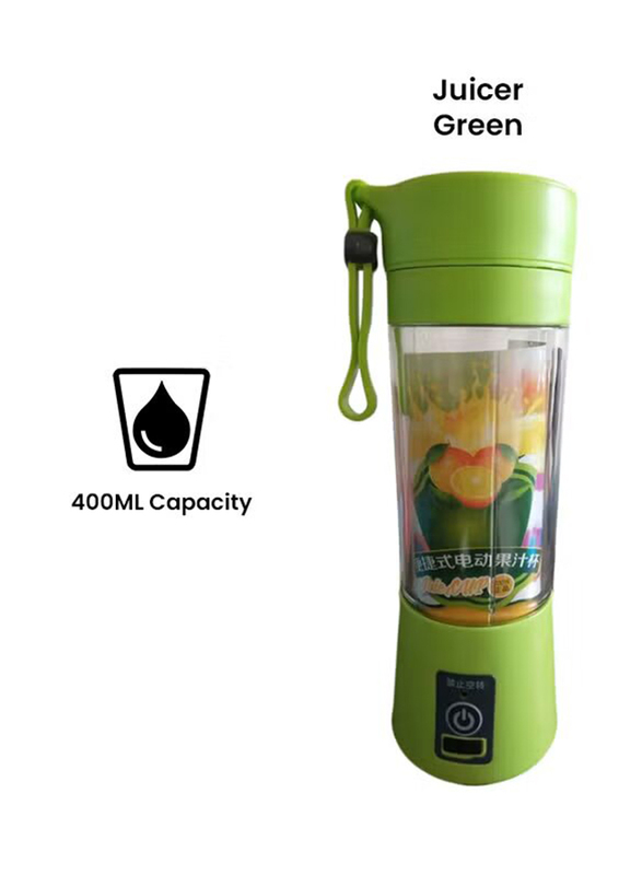OHPA 400ml Mini USB Rechargeable 4 Blade Smoothies Blender, KB-76, Green