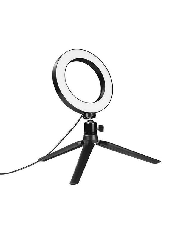 64-LED Ring Light Selfie Camera Flash with Telescopic Tripod Holder for Universal Mobile Phones, CY-1, Black