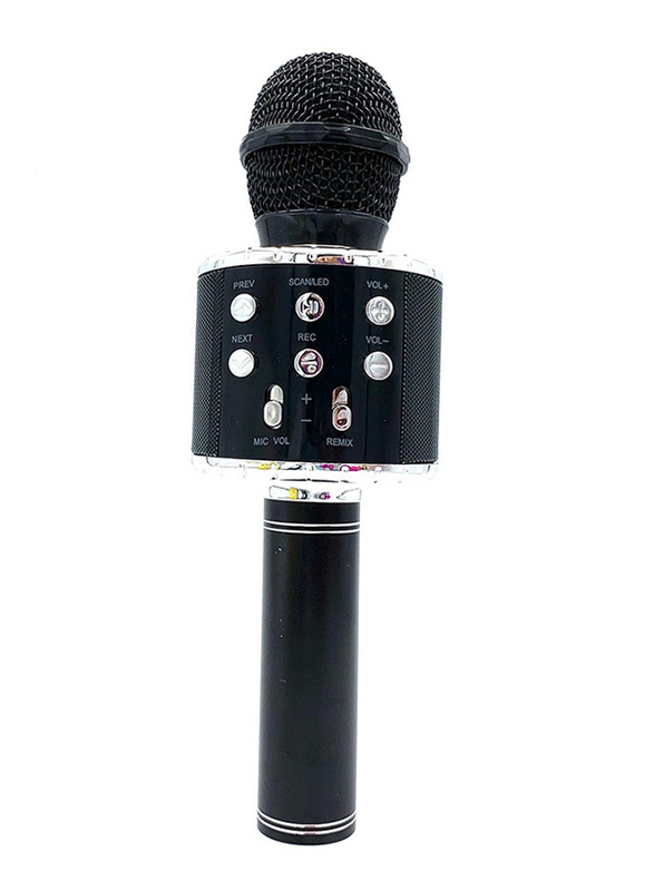 WS858L Illuminated Wireless Bluetooth Microphone, V8028B_P, Black