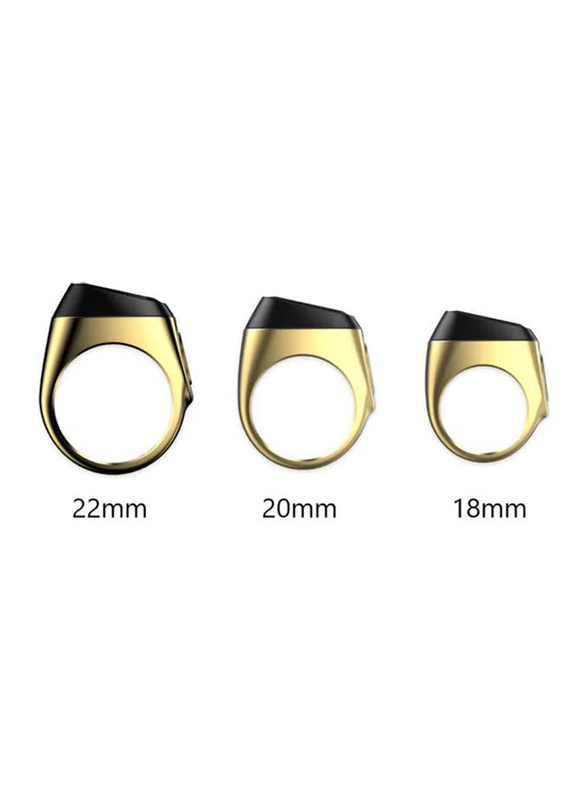 iQibla Tasbih Zikr Smart Ring for Men, 22mm, Gold