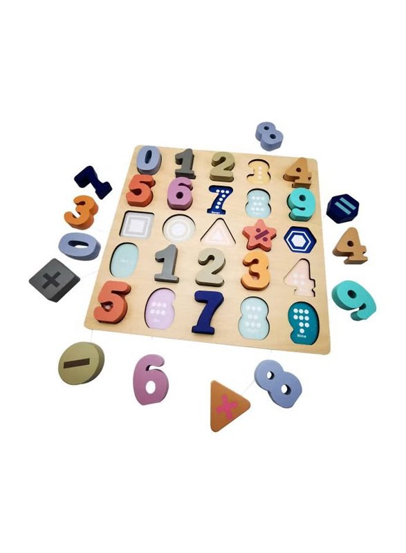 26-Piece Wooden Number Puzzle Board