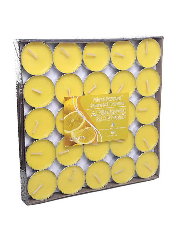 Yulan Tea Light Scented Candle Set, 7-inch, 50 Piece, Yellow