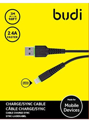 Budi 3-Meter Lightning Cable, USB Type A Male to Lightning for Apple Device, Black
