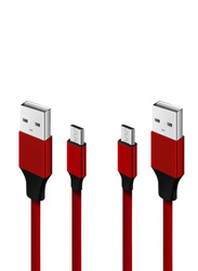 3.9 Feet 2-Piece USB Type-C Fast Charging Cable Set, Red