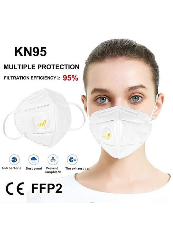 KN95 5 Layers Face Mask with Breathing Valve, 5 Pieces
