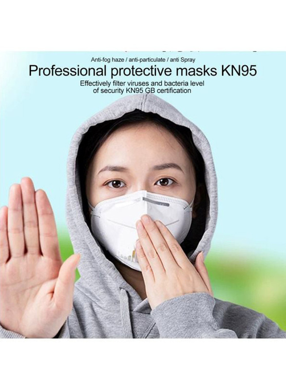 KN95 Protective Anti-Dust Face Mask, White, 10-Pieces