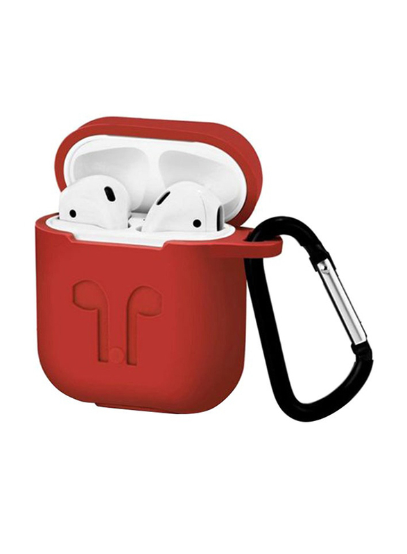 Protective Silicone Case Cover With Anti Lost Straps for Apple AirPods, Red
