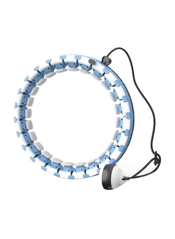 Arabest 24-Section Adjustable Smart Hula Hoop with Soft Gravity Ball, Blue/White