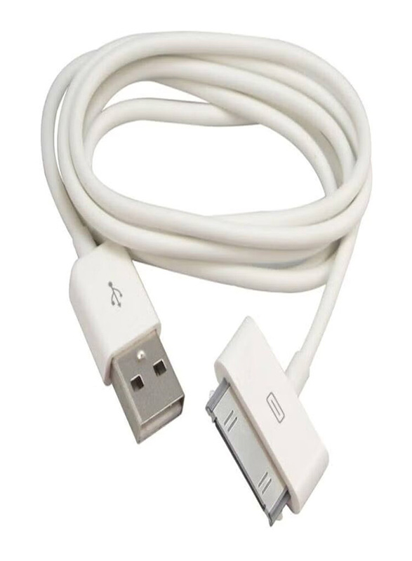 30-Pin Sync Data Charging Charger Cable, 30-Pin to USB Type A for Apple Devices, White