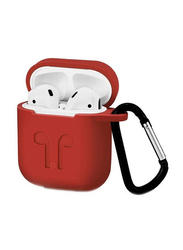 Protecting Case Cover For Apple AirPods With Carabiner, 40.79029106.17, Red