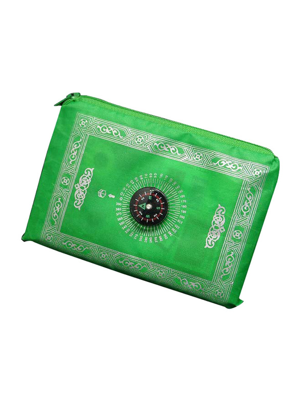 Portable Zipper Prayer Mat, 60 x 30cm, Green/White/Black