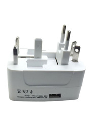 Universal Power Plug Travel AC Adapter, White/Silver