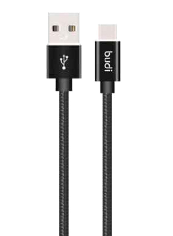 Budi 2-Feet USB Type-C Cable, USB Male to Type-C for Smartphones/Tablets, Black