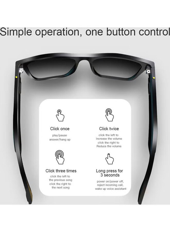 Full-Rim Smart Audio Sunglasses Unisex, Black