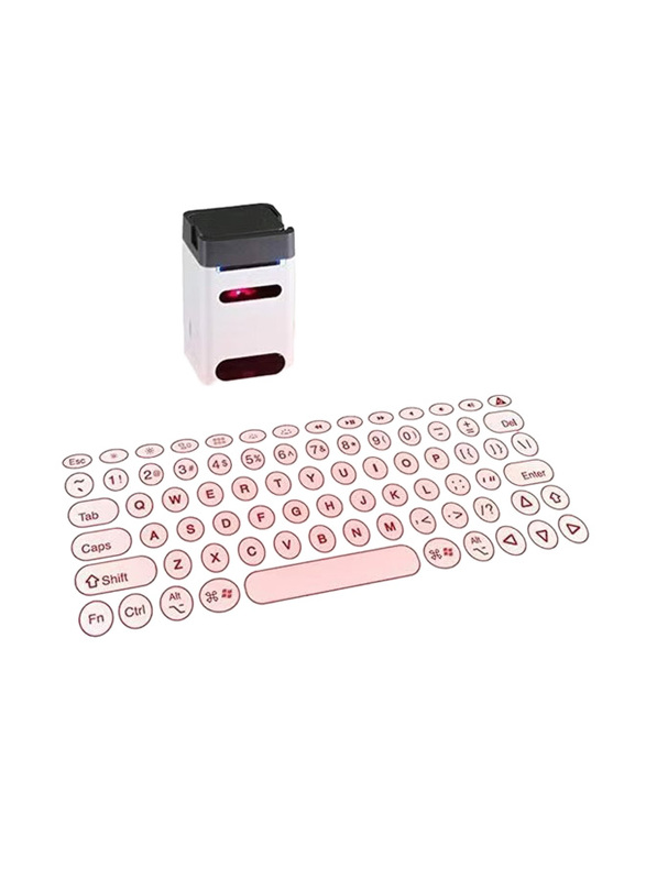 Bluetooth Laser Projection Keyboard with Mouse & Mobile Phone Bracket, White