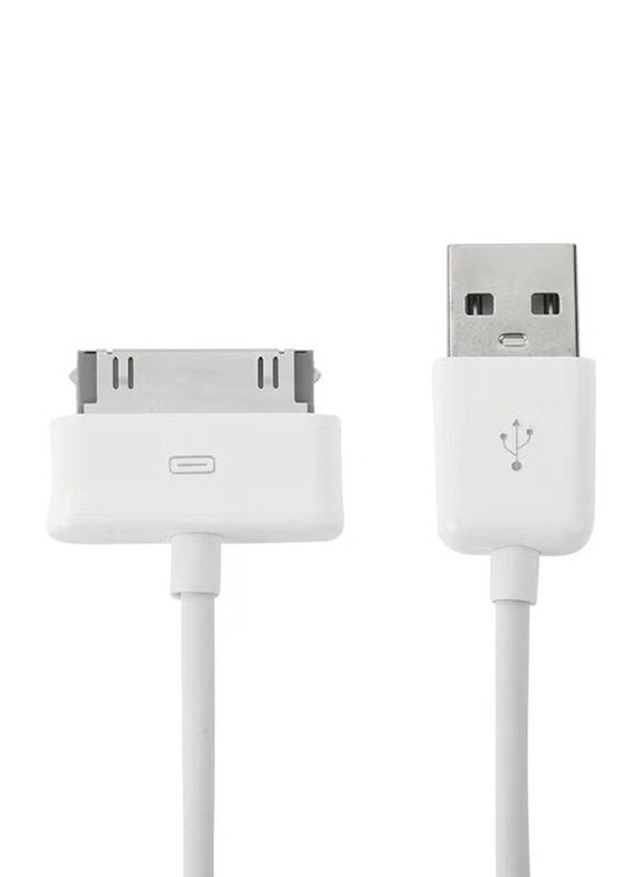 1-Meter Data Sync Charging Cable, 30 Pin to USB Type A Cable, White