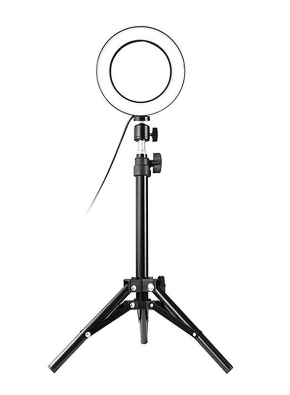 

Generic Ring Light Tripod Mount for Live Broadcast with Dual Phone Bracket for Universal Mobile Phones, SE-1, Black