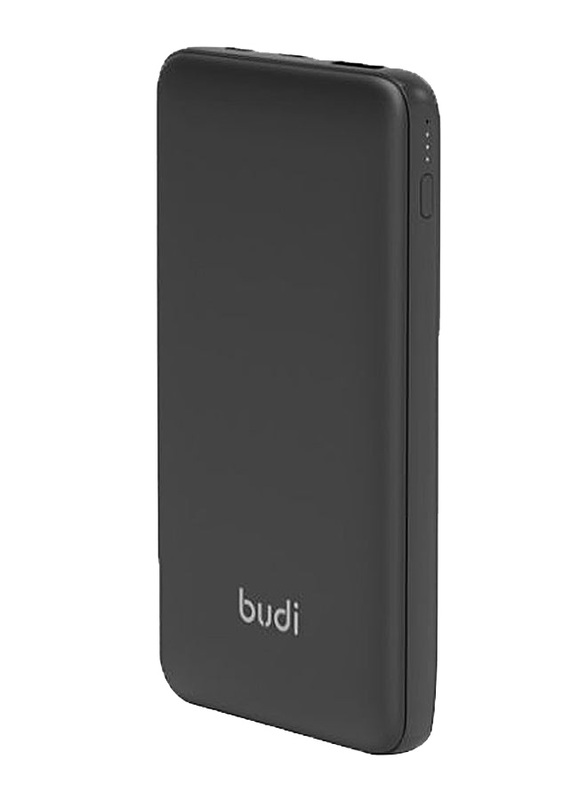 Budi 10000mAh Wired USB-C Quick Charge Power Bank, Black