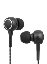 3.5mm Jack Wired In-Ear In-line Control Hands-free Stereo Headphone with Microphone, Black