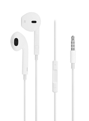Wired In-Ear Earphones with Remote Mic, White