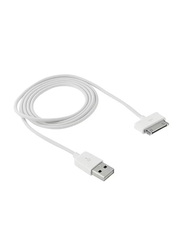 1-Meter Data Sync Charging Cable, 30 Pin to USB Type A Cable, White