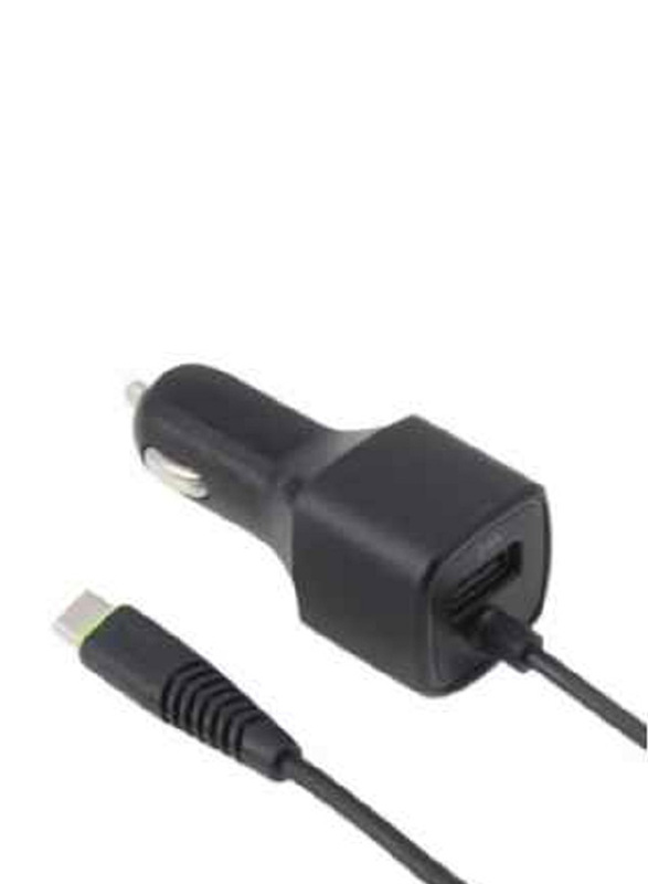 Budi Car Charger, 17W with USB Port to Type-C Connector Cable, Black