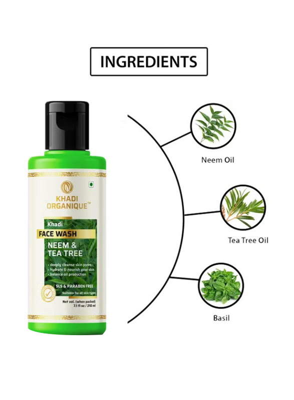 Khadi Organique Herbal Neem And Tea Tree Face Wash, 210ml