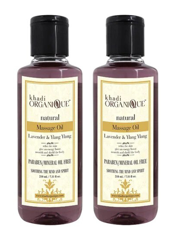 Khadi ORGANIQUE Natural Lavender & Ylang Ylang Massage Oil, 2 x 210ml