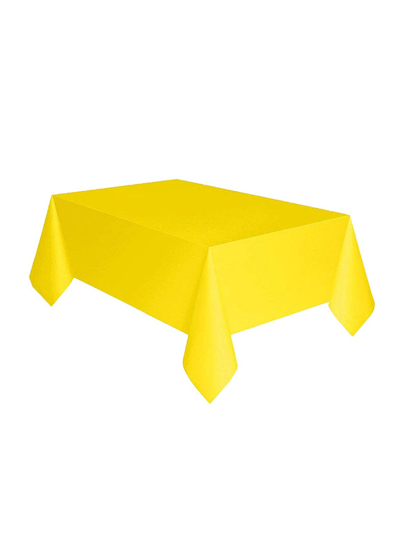 Unique Plastic Table Cover, 9 x 4.5 Feet, Neon Yellow