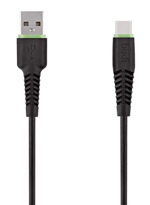 

Budi 3-Meters USB Type-C Charging Data Cable, USB Type A to USB Type-C for Smartphones/Tablets, Black