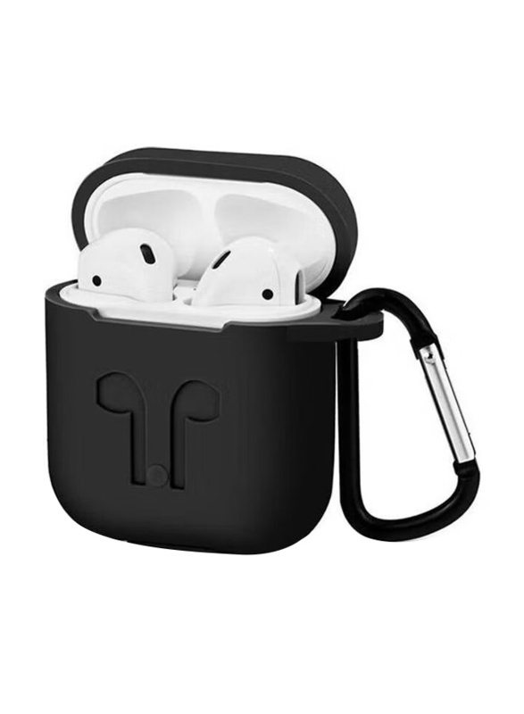 Margoun 2018 Protective Silicone Case for Apple AirPods with Carabiner, Black