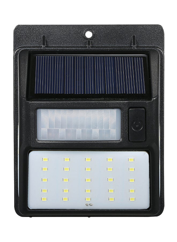 LED Waterproof Wall Light Solar Powered Lamp PIR Motion & CDS Night Sensor for Outdoor Garden, Black