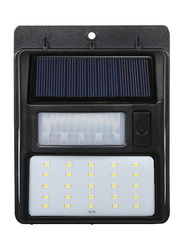 LED Waterproof Wall Light Solar Powered Lamp PIR Motion & CDS Night Sensor for Outdoor Garden, Black