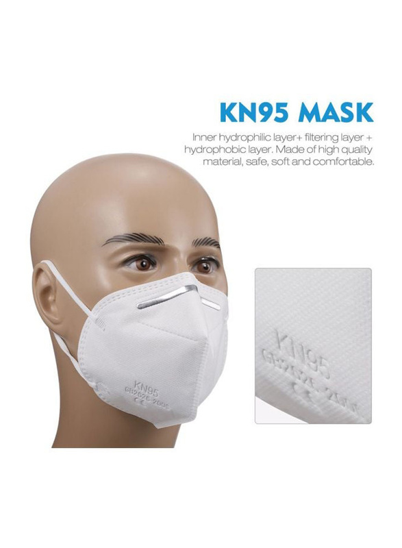 Disposable KN95 Face Mask, MD1412-10, White, 10-Pieces