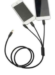 3 In 1 Data Sync Charging Cable, USB Male to Multiple Types for Smartphones/Tablets, Black