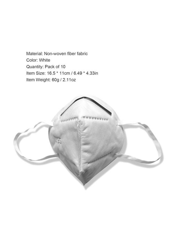 KN95 Respirator Protective Face Mask Set, White, 10-Pieces