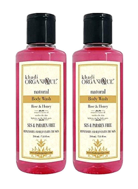 Khadi Organique Rose and Honey Natural Body Wash, 2x420ml