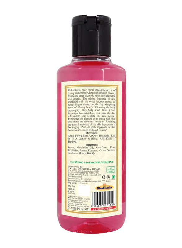 Khadi Organique Rose and Honey Herbal Body Wash, 210ml