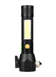 Voberry USB Escape Hammer Flashlight, Black/Silver