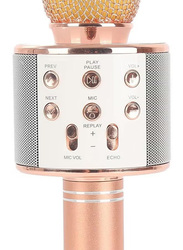 BK-858 Multi-Functional Wireless Bluetooth Karaoke Microphone, Rose Gold
