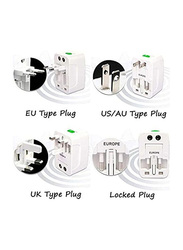 PI Controls Europe Universal Travel Adapter, White