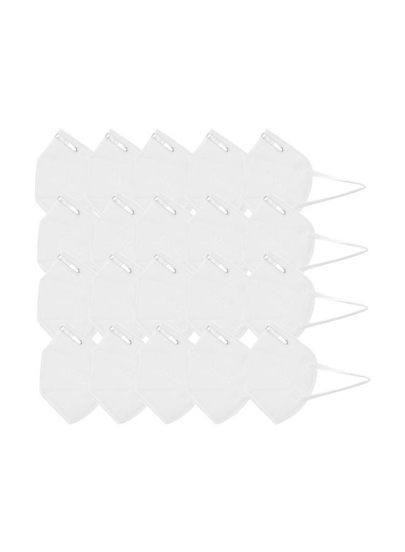 KN95 Disposable Safety Face Mask Set, White, 20-Pieces