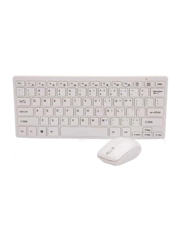 Aleesh Mini 2.4G DPI Wireless English Keyboard & Optical Mouse Set, White