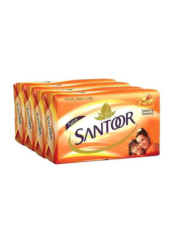 Santoor Sandal & Turmeric Soap, 4 x 125gm