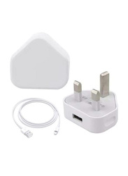 Wall Charger with Lightning to USB Data and Charge Cable for Apple iPhone And iPad, White