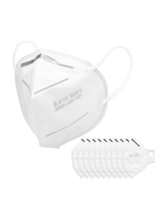 KN95 5-Ply Disposable Respirator Safety Face Mask, White, 10-Pieces