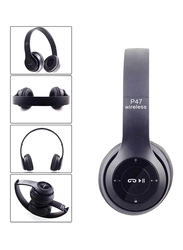 P47 Wireless Bluetooth Over-Ear Headset with Mic, Black