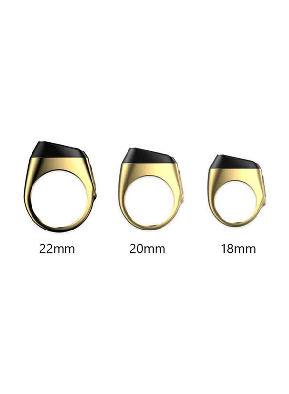 iQibla Tasbih Zikr Smart Ring for Men, 18mm, Gold
